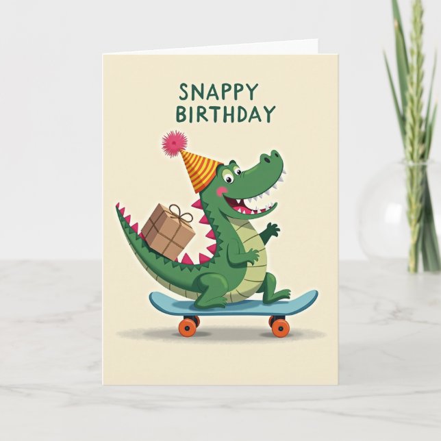 Whimsical Reptile Birthday Card (Front)