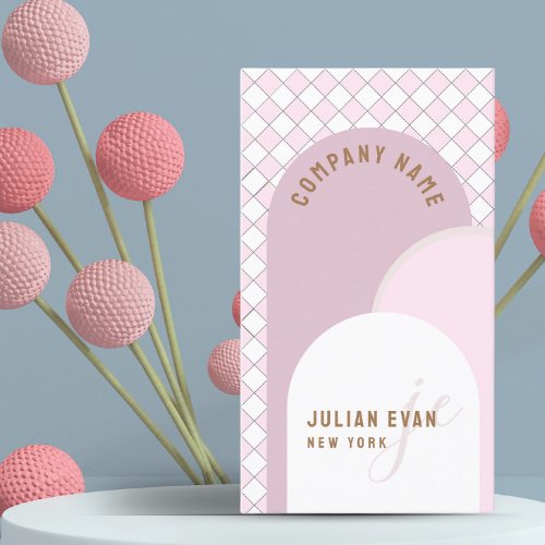 Whimsical Retro Arch Dusty Pink Business Card