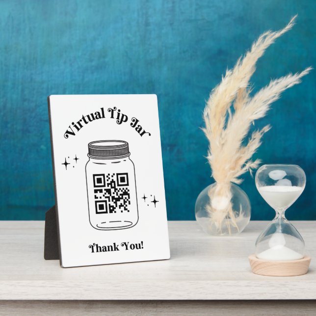 Whimsical Retro Bar Scan QR Code Virtual Tip Jar Plaque (Side)