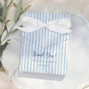 Whimsical Retro Blue Stripes Thank You Wedding Favor Boxes