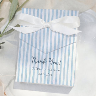 Whimsical Retro Blue Stripes Thank You Wedding Favor Boxes