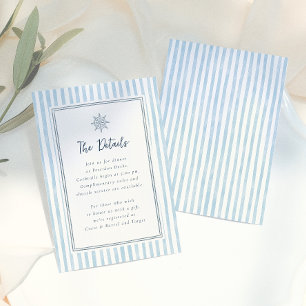 Whimsical Retro Blue Stripes Wedding Details Enclosure Card