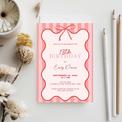 Whimsical Retro Border 18th Birthday Party