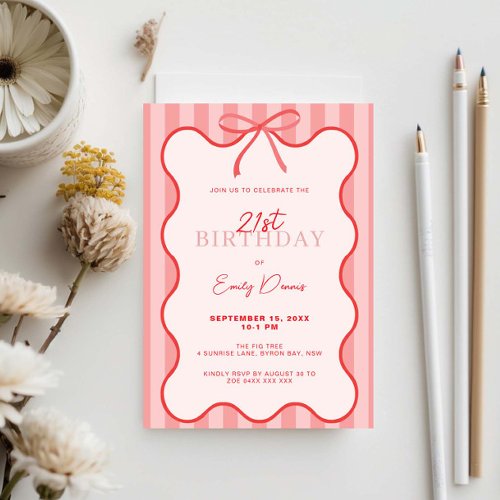 Whimsical Retro Border 21st Birthday Party