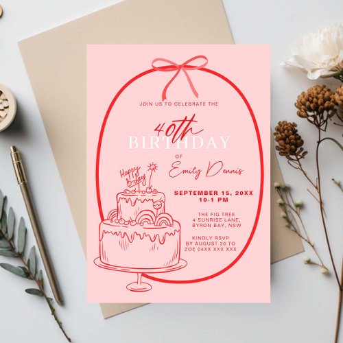 Whimsical Retro Border 40th Birthday Party