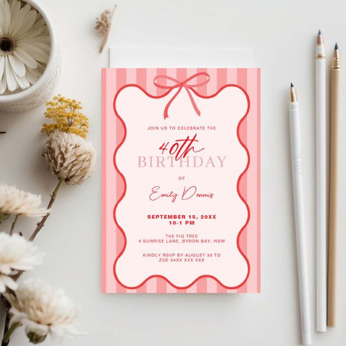 Whimsical Retro Border 40th Birthday Party