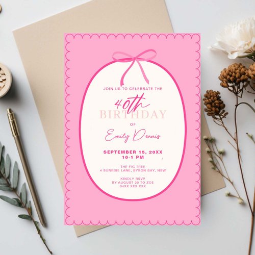Whimsical Retro Border 40th Birthday Party
