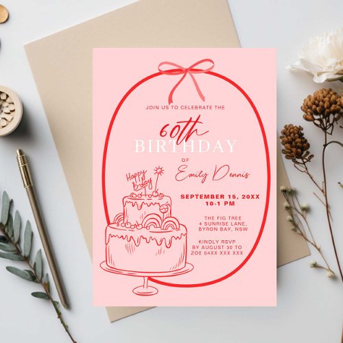 Whimsical Retro Border 60th Birthday Party