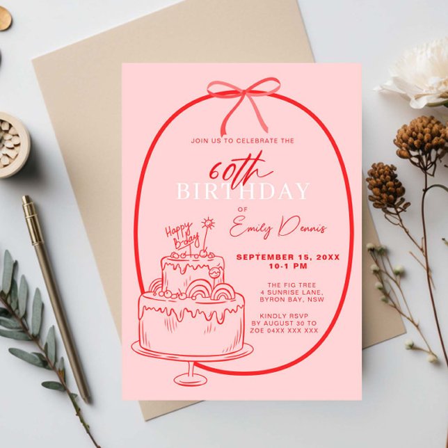 Whimsical Retro Border 60th Birthday Party Invitation (Creator Uploaded)