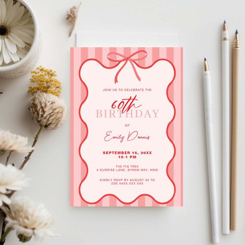 Whimsical Retro Border 60th Birthday Party