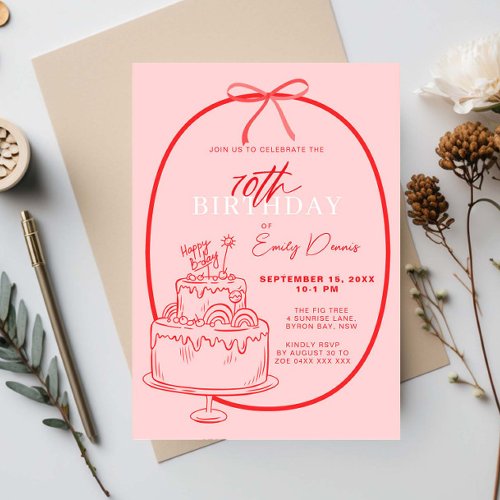 Whimsical Retro Border 70th Birthday Party