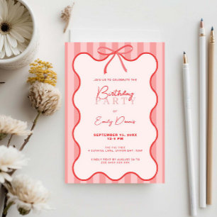 Whimsical Retro Border Birthday Dinner Invitation