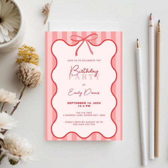 Whimsical Retro Border Birthday Party Invitation (Creator Uploaded)