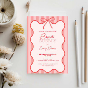 Whimsical Retro Border Brunch & Bubbly Invitation