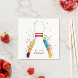 Whimsical Retro Bowling Birthday Napkins