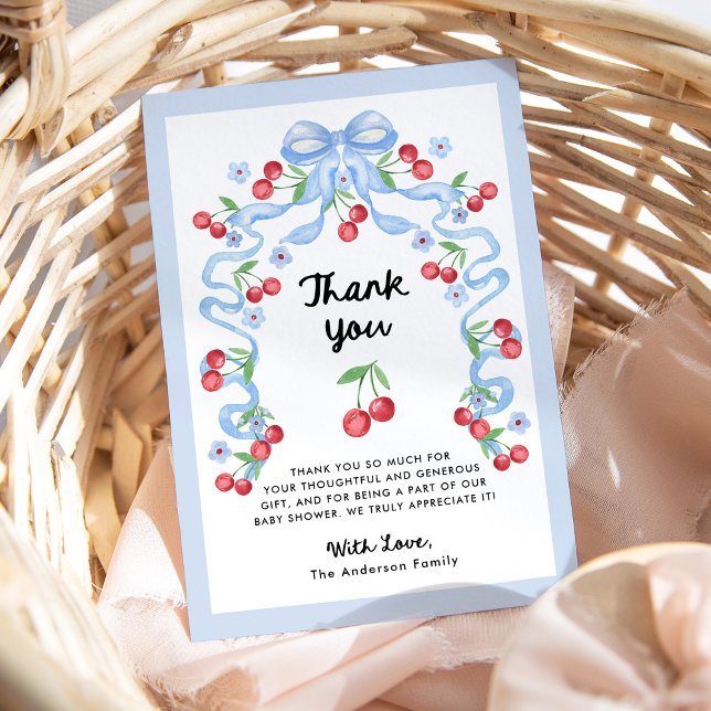 Whimsical Retro Cherries | Baby Shower Thank You Card (Creator Uploaded)
