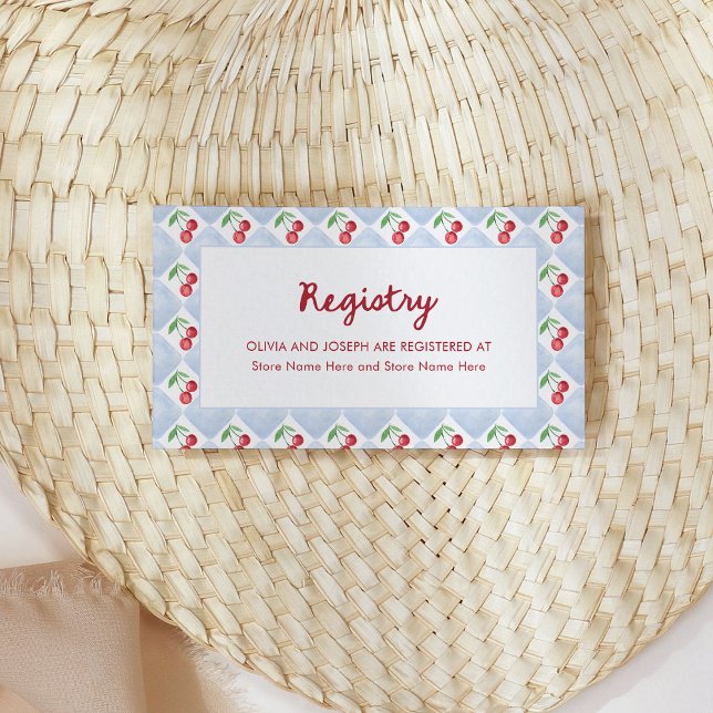 Whimsical Retro Cherries | Bridal Shower Registry Enclosure Card (Creator Uploaded)