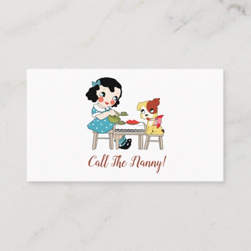 Whimsical Retro Child Dog Call The Nanny Business Card