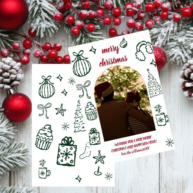 Whimsical Retro Christmas  Arch Photo Holiday Card (Creator Uploaded)