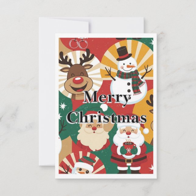 Whimsical Retro Christmas Cheer Card (Front)
