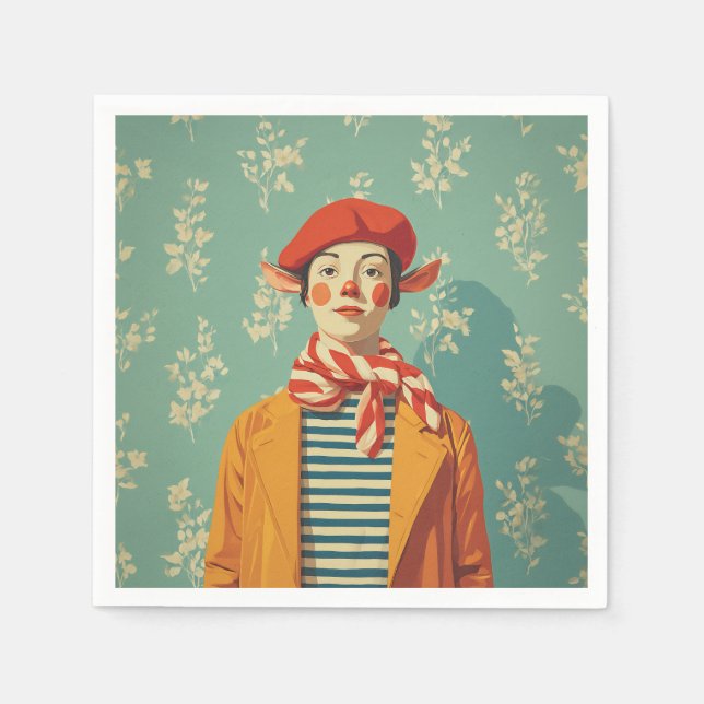 Whimsical Retro Christmas Elf Napkins (Front)