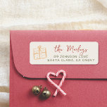 Whimsical Retro Christmas Illustration Holiday Label<br><div class="desc">Elevate your Christmas mail with our Whimsical Retro Christmas Gift Illustration Holiday Return Address Label. Featuring a warm scream background, this retro design highlights your family name in chic calligraphy for a sophisticated look. There is a doodle style hand-drawn Christmas gift on the left to complete the cozy, nostalgic vibe....</div>