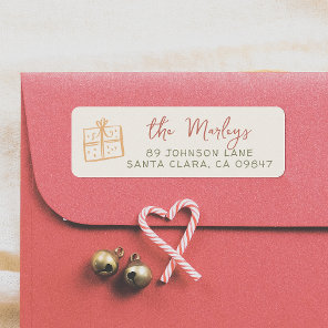Whimsical Retro Christmas Illustration Holiday Label