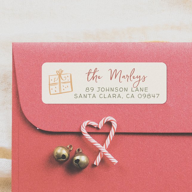 Whimsical Retro Christmas Illustration Holiday Label (Creator Uploaded)