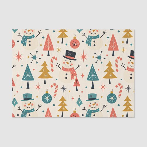 Whimsical Retro Christmas Snowman Holiday Tissue Paper