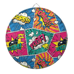 Whimsical Retro Comic Burst - Vibrant Pop Art Dart Board