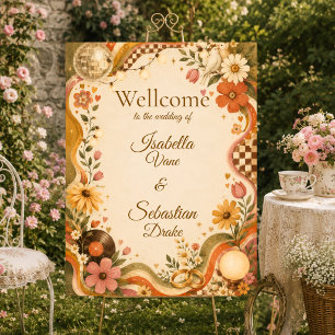 Whimsical Retro Disco Wedding Foam Board
