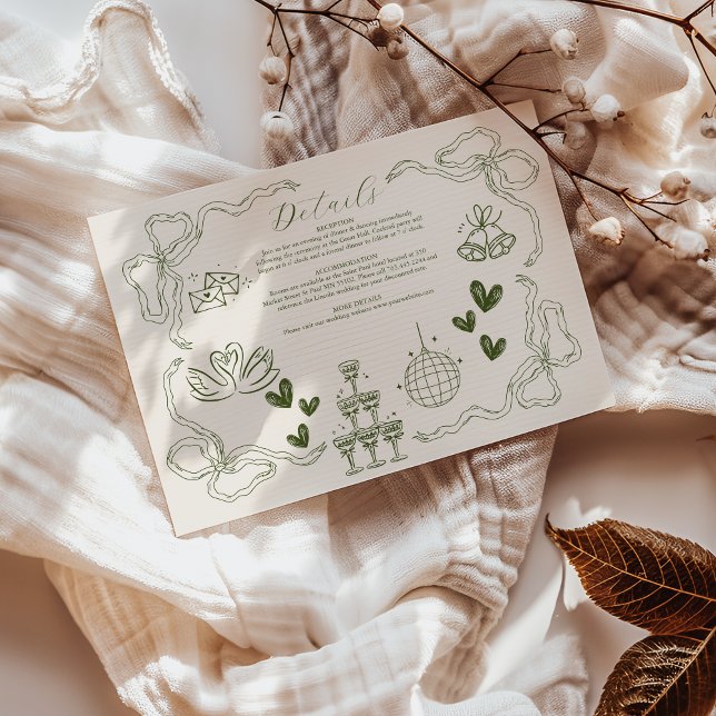 Whimsical Retro Doodle Art Wedding Enclosure Card (Creator Uploaded)