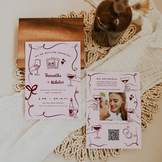 Whimsical Retro Doodle Art | Wedding Invitation (Creator Uploaded)