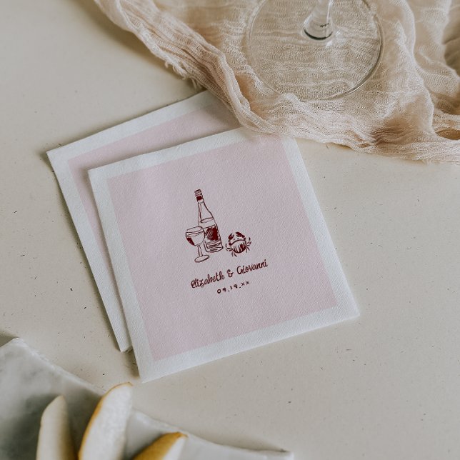 Whimsical Retro Doodle Art | Wedding Napkins (Creator Uploaded)