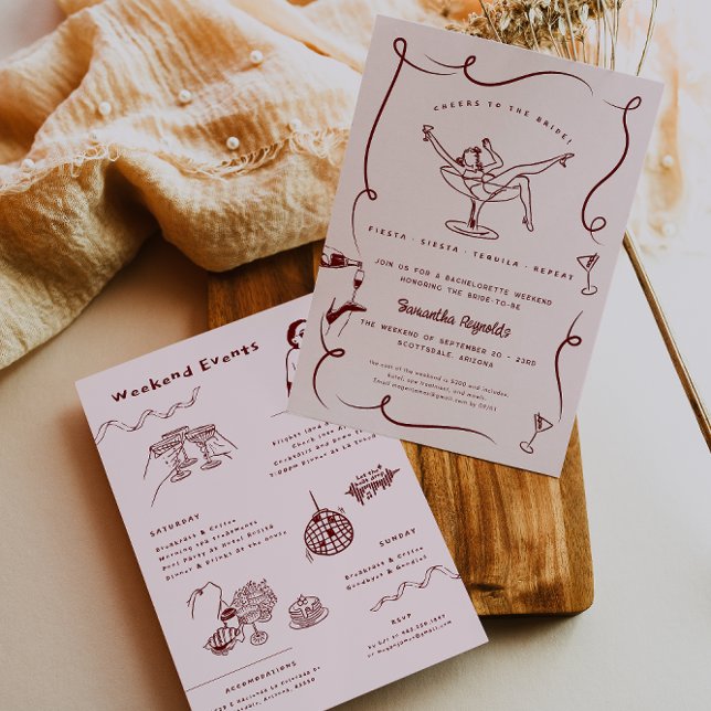 Whimsical Retro Doodle | Bachelorette Weekend Invitation (Creator Uploaded)