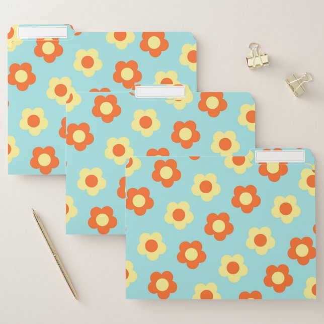 Whimsical Retro Flower Patterns for Spring Summer File Folder (Set)