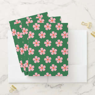 Whimsical Retro Flower Patterns for Spring Summer Pocket Folder