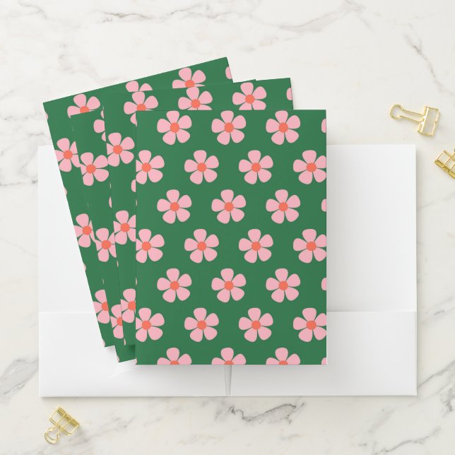 Whimsical Retro Flower Patterns for Spring Summer Pocket Folder (In Situ)