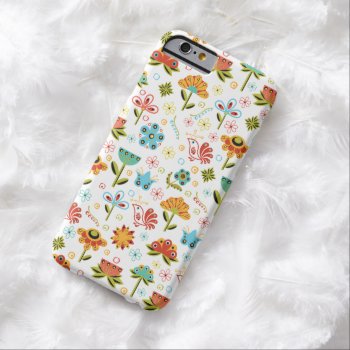 Whimsical Retro Flowers And Birds Barely There Iphone 6 Case by JK_Graphics at Zazzle