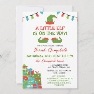 Whimsical Retro Little Elf on the Way Baby Shower Invitation