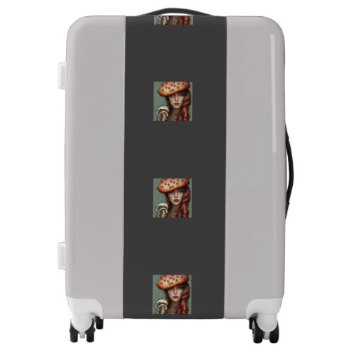 whimsical retro mushroom love suitcase luggage 