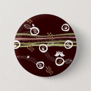 Whimsical Retro Owls Family Cute Favor Button