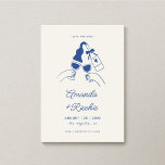 Whimsical Retro Playful Hand Drawn Cheers Wedding Save The Date<br><div class="desc">Toast to your love with this Whimsical Retro Playful Hand Drawn Cheers Wedding Save the Date! Featuring quirky doodles of two hands clinking wine glasses, this design brings a fun French vintage cocktail vibe. The handwritten script and wavy frame add a stylish touch, with a custom photo on the back...</div>