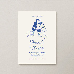 Whimsical Retro Playful Hand Drawn Cheers Wedding Save The Date