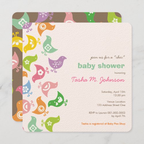 Whimsical Retro Rainbow Chicks Cute Baby Shower Invitation