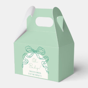 Whimsical Retro Sage Hand Drawn Bow Baby Shower Favor Boxes