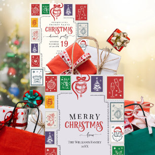 Whimsical Retro Stamps Christmas Doodles Medium Gift Bag