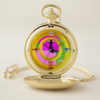 Whimsical Retro Toys  Teddy Plane Pocket Watch