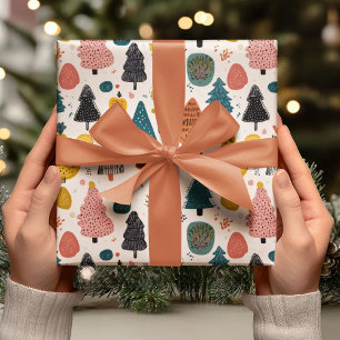 Whimsical Retro Tree Wrapping Paper