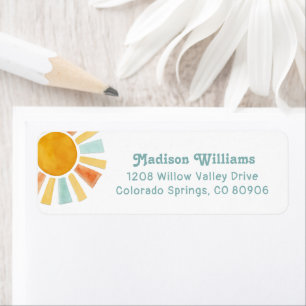 Whimsical Retro Watercolor Sunburst Label